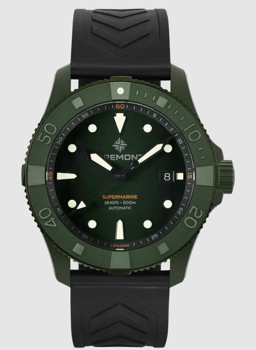 Best Bremont Supermarine Full Ceramic Jungle Green rubber strap Replica Watch